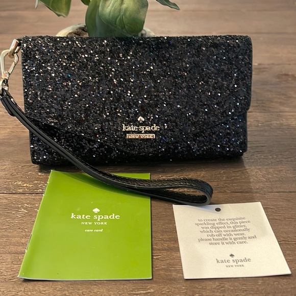 kate spade Handbags - NWT ♠️ Kate spade black glitter wristlet.